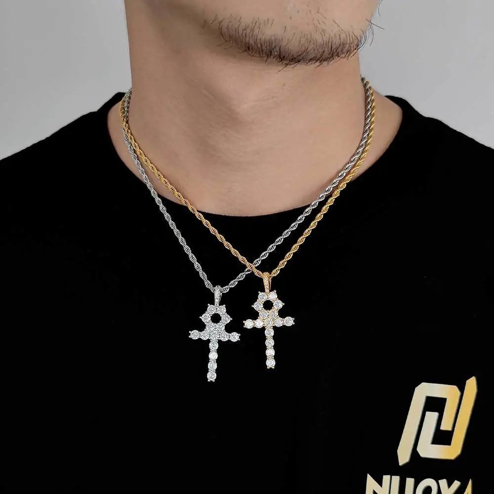 Design Cross Pendant Necklace Gold with Cubic Zirconia Jewelry - 22