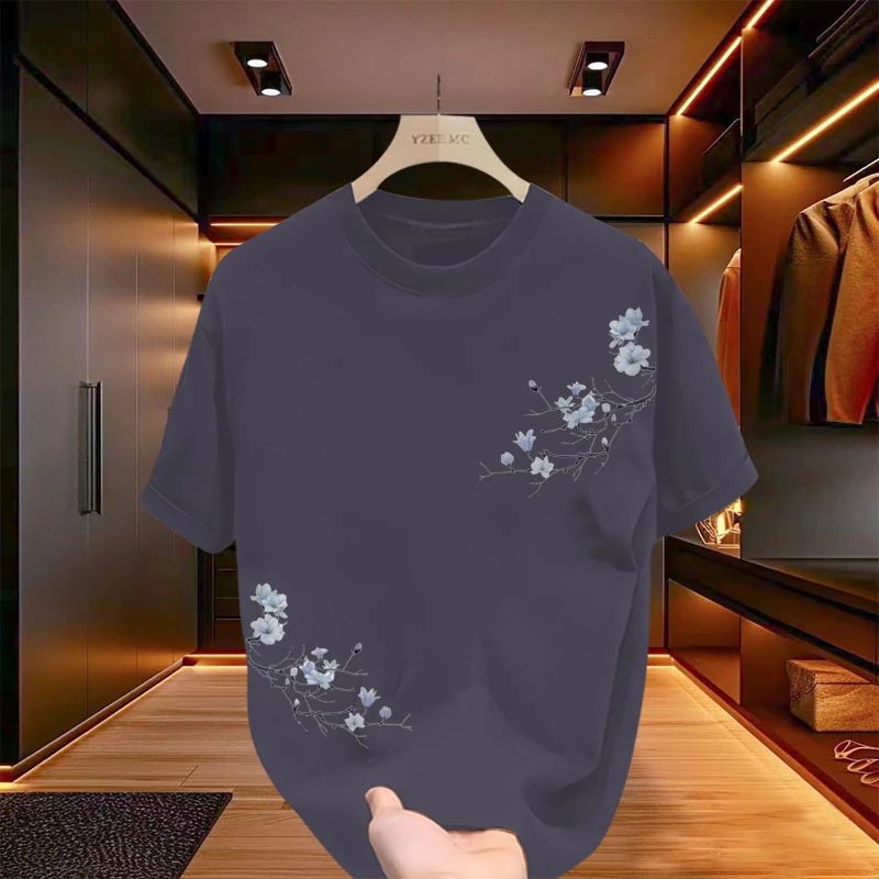 Design YZEE MC Floral Embroidery Burgundy T-Shirt T-Shirts - 17