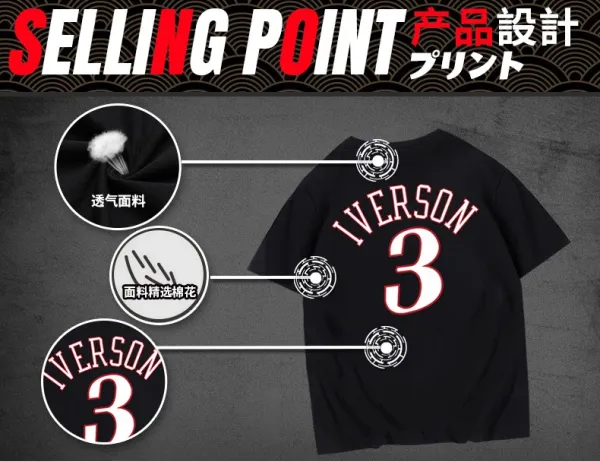Philadelphia 76ers Allen Iverson #3 Jersey T-Shirt Red - 5
