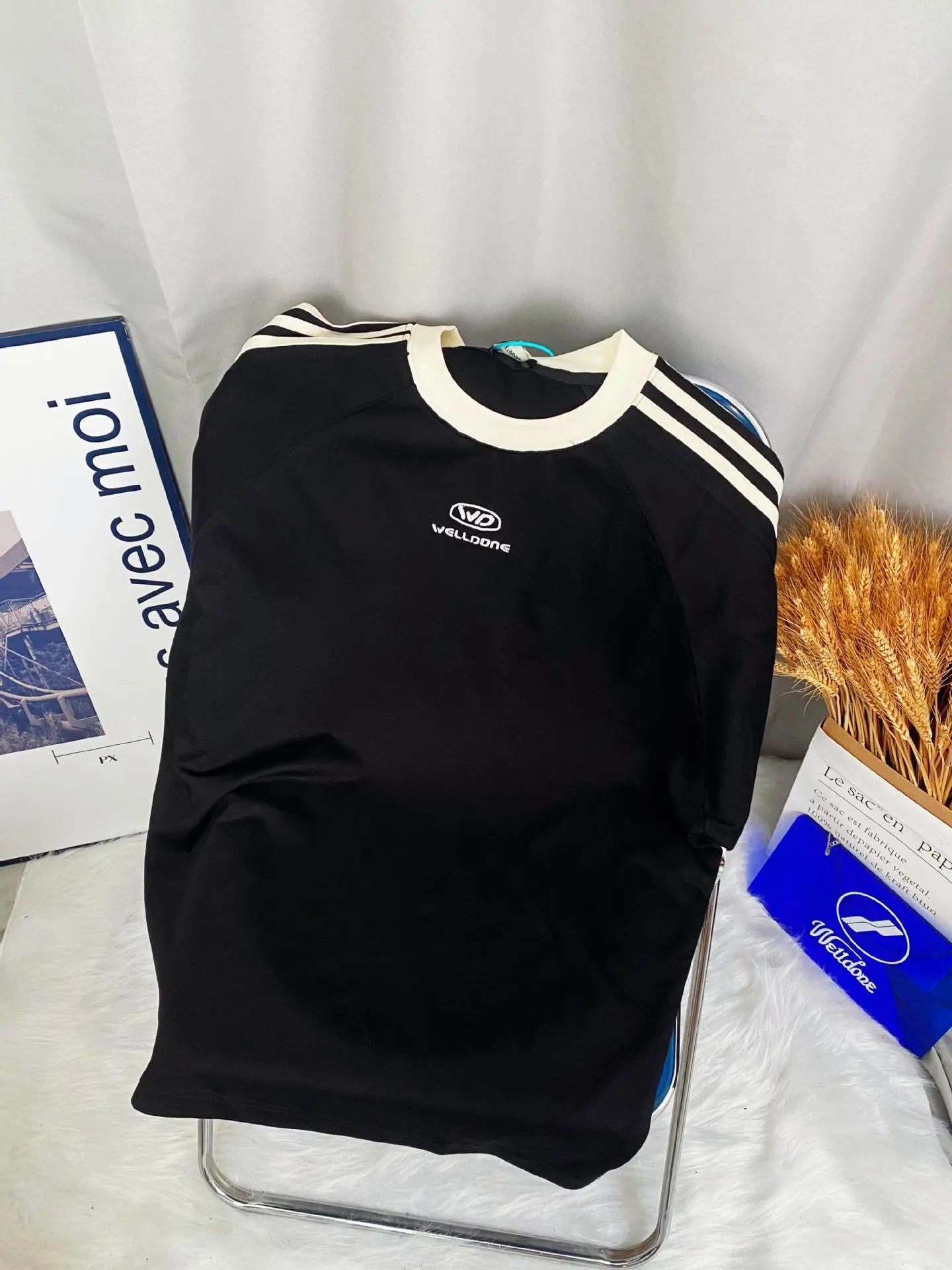 Design Welldone Sporty Striped T-Shirt Black T-Shirts - 9