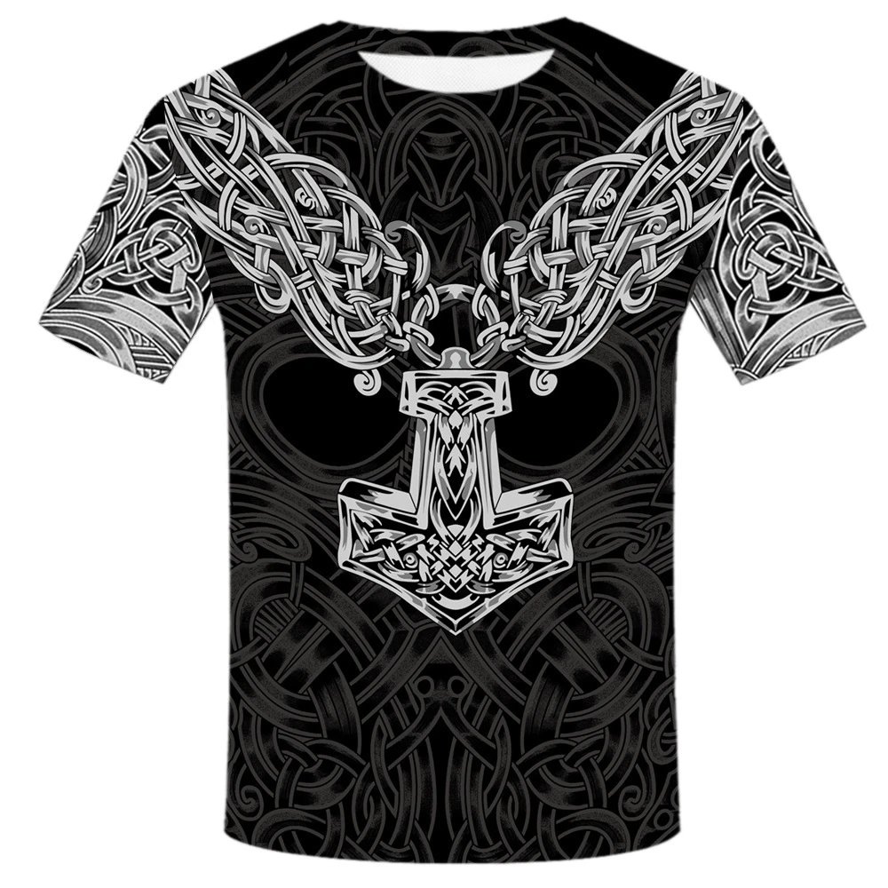 Design Chainmail Armor Print T-Shirt Black / Army Green - 51