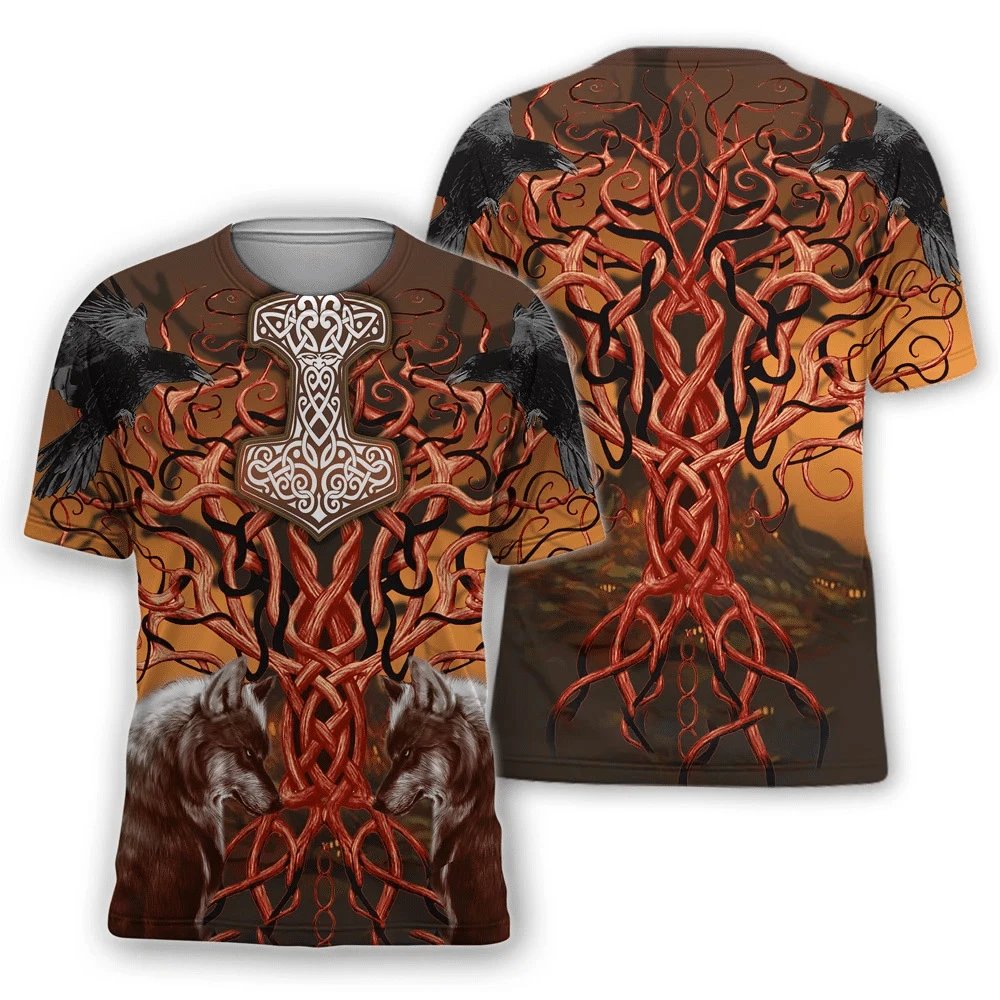 Design Chainmail Armor Print T-Shirt Black / Army Green - 19