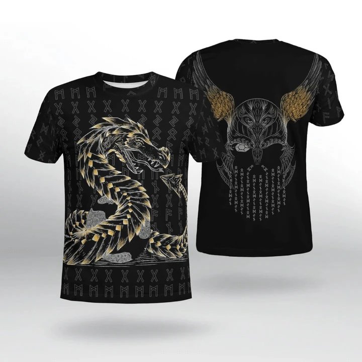 Design Chainmail Armor Print T-Shirt Black / Army Green - 37