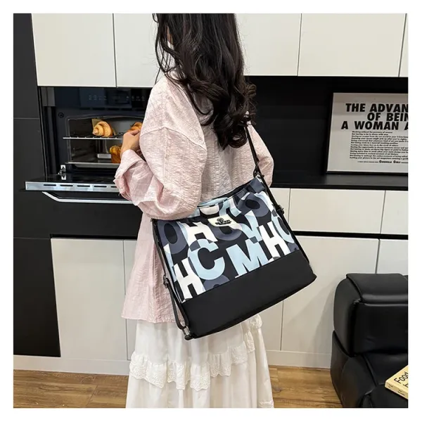 Design Bufan Collection Letter Print Navy Blue Shoulder Bag Shoulder Bags - 26