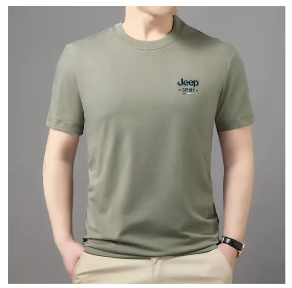 Design Jeep Spirit Classic Fit Crew Neck T-Shirt Brown T-Shirts - 17
