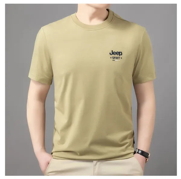 Design Jeep Spirit Classic Fit Crew Neck T-Shirt Brown T-Shirts - 20