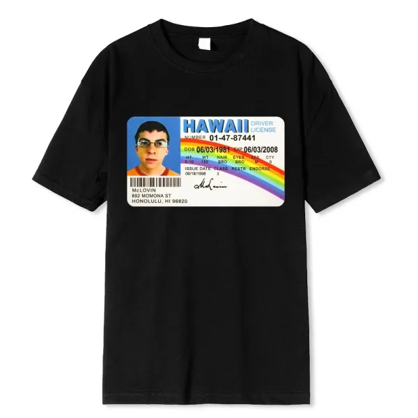 Design Hawaii Driver License Graphic T-Shirt Black - 1