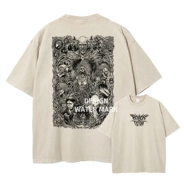 Design Black + Grain Graphic Print Oversized T-Shirt Beige - 1