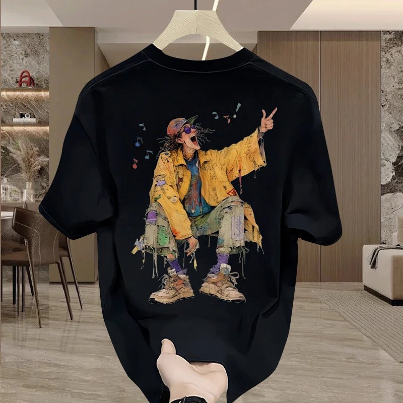 Graphic Print Oversized Black