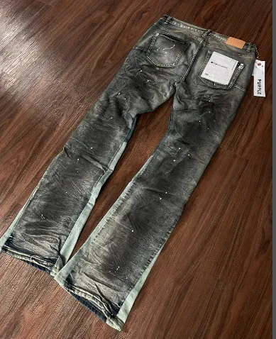 Amiri Distressed Paint-Splatter Flared Jeans Black - 1