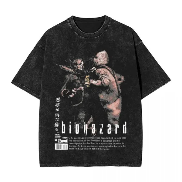 Design Biohazard Resident Evil Graphic Distressed Black T-Shirt T-Shirts - 1