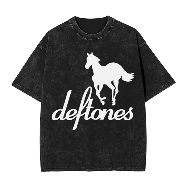 Design Deftones Horse Silhouette Washed Black T-Shirt T-Shirts - 1
