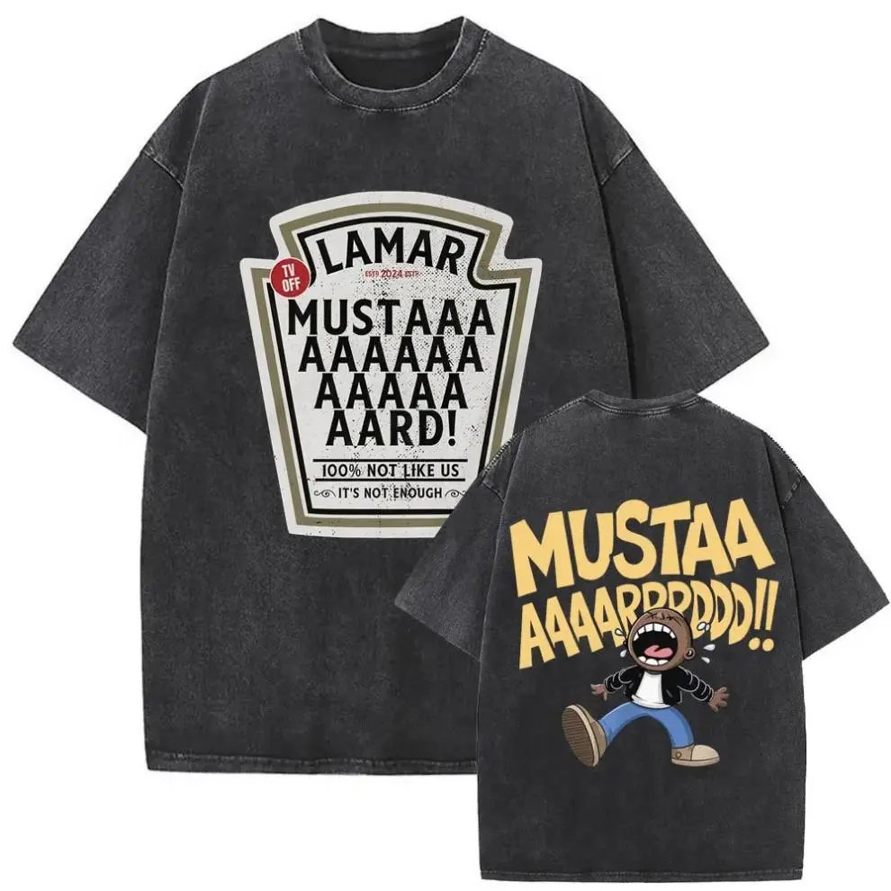 Design Lamar Mustard Bottle Graphic Oversized T-Shirt Black T-Shirts - 48