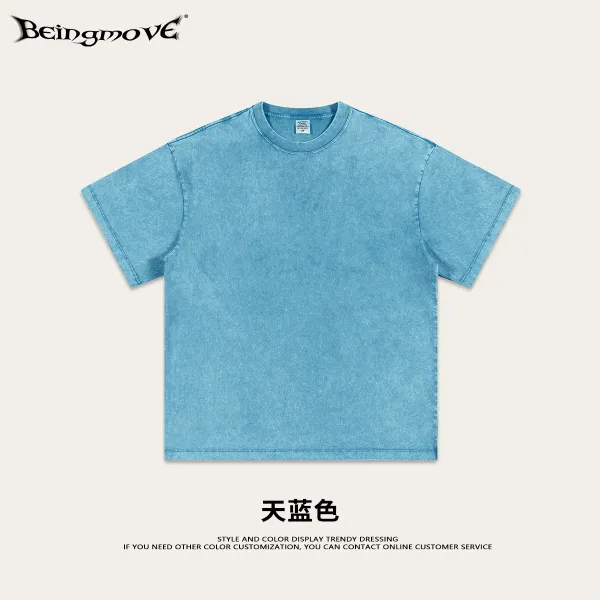Design Beingmove Acid Wash T-Shirt Sky Blue T-Shirts - 1