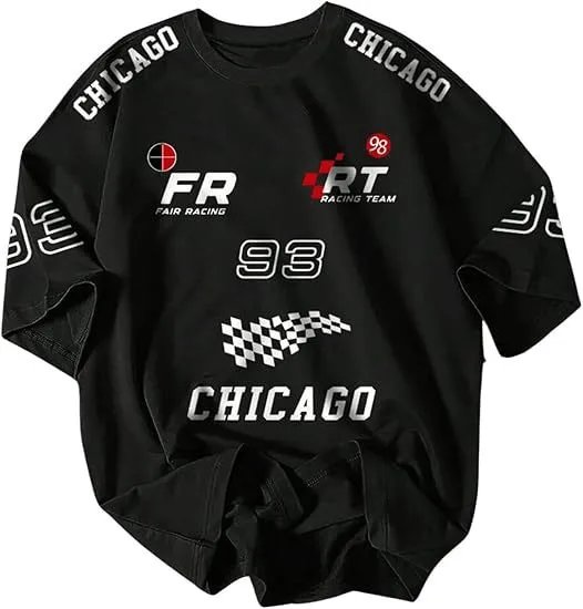 Design Chicago Racing 23 Fearless Black Oversized T-Shirt T-Shirts - 20