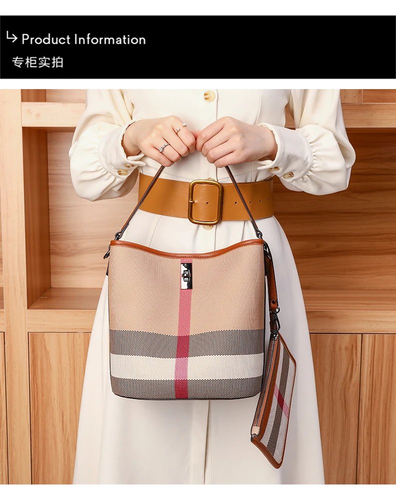Burberry Check-Print Canvas Hobo Bag with Leather Trim in Beige and Pink Shoulder Bags - 8