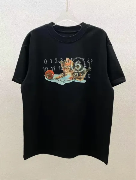 Maison Margiela Tabi Logo Embroidered Black T-Shirt - 38