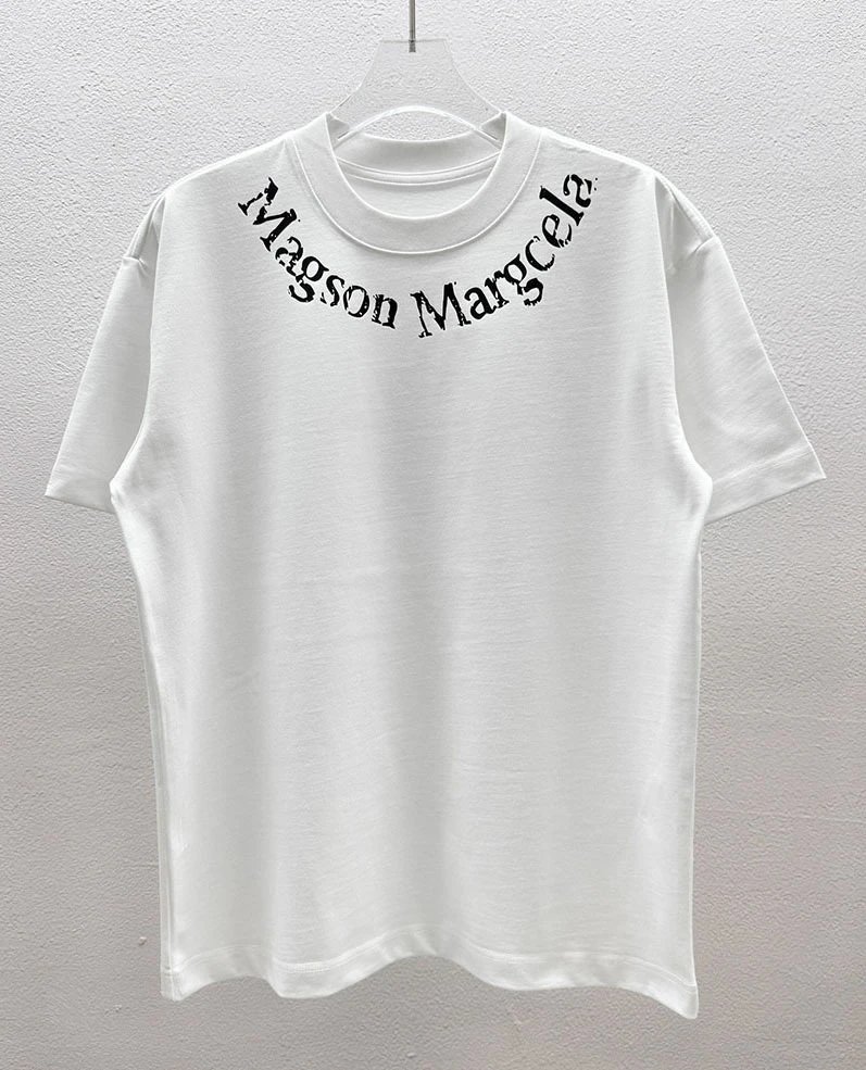Maison Margiela Logo Embroidered T-Shirt White and Black - 31