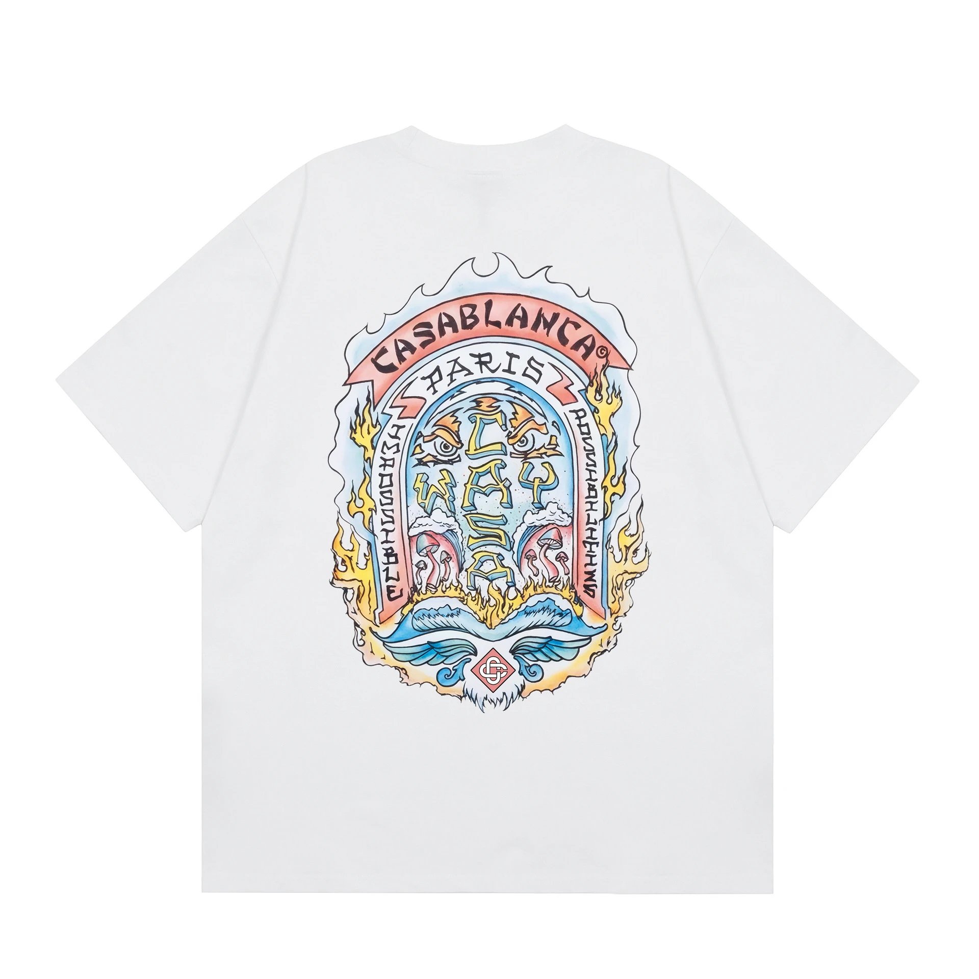 Casablanca Column Print Oversized White T-Shirt - 13