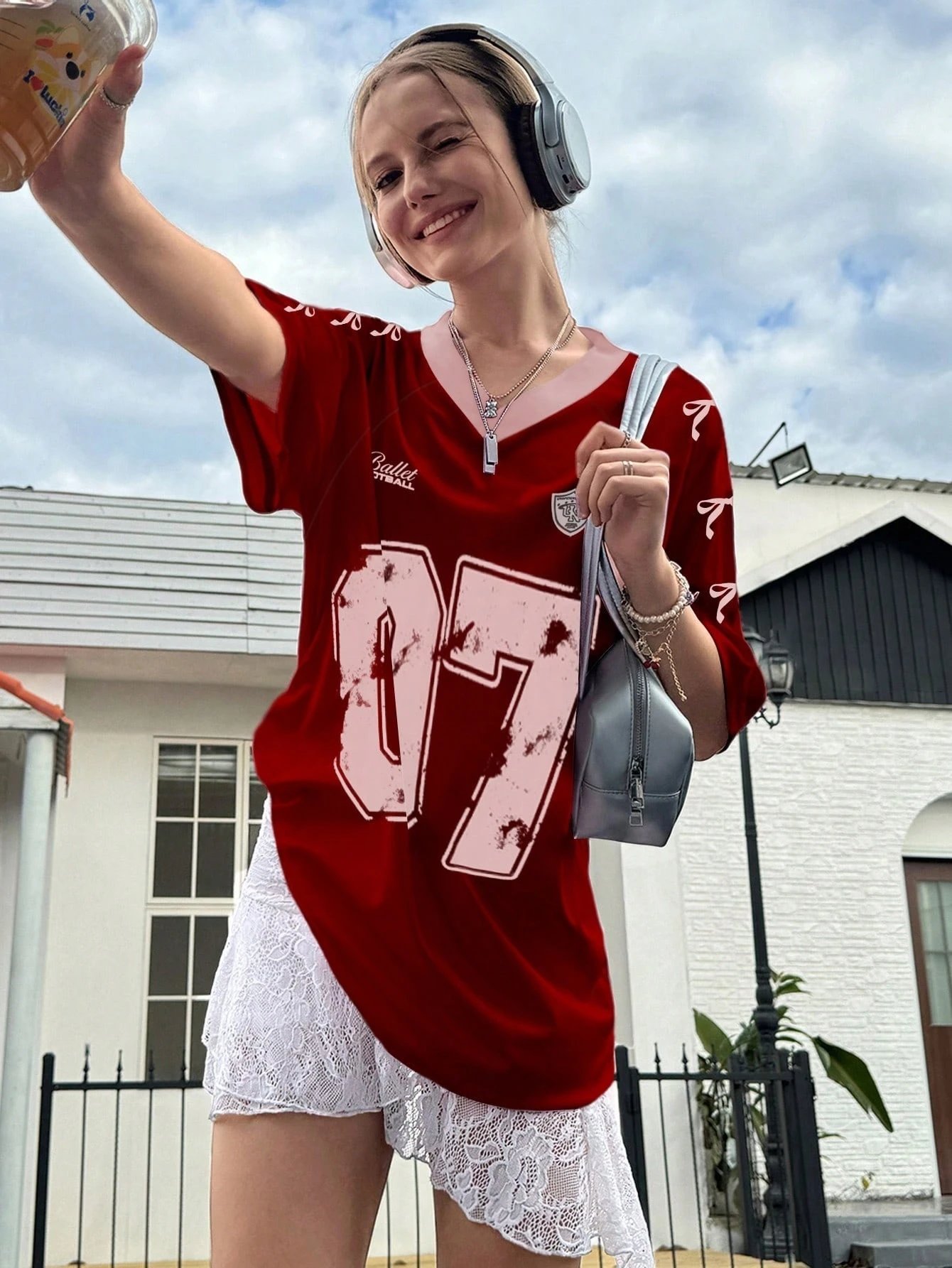 Design Ballet Football 07 Distressed Jersey Red T-Shirt T-Shirts - 13