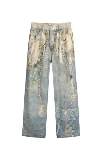 Denim Tears x Dior Jeans Multicolor Embellished Wide-Leg Jeans - 1