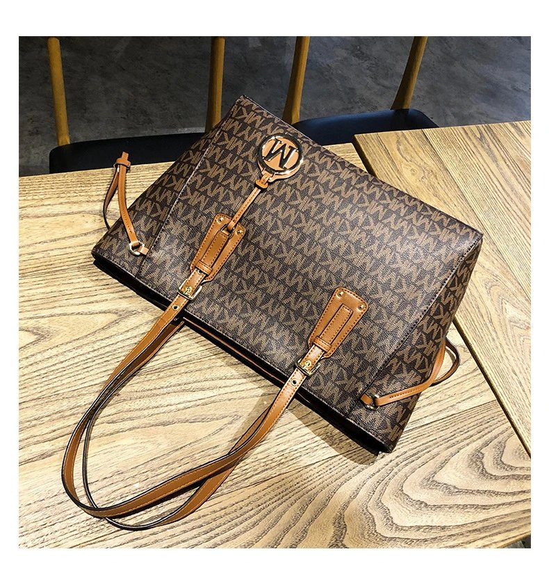 Michael Kors Jet Set Travel Tote Brown Monogram Canvas Handbag Tote Bag - 21