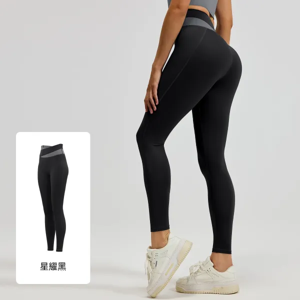 Design High-Waist Contrast Waistband Leggings Starlight Black - 1