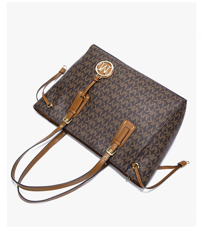 Michael Kors Jet Set Travel Tote Brown Monogram Canvas Handbag Tote Bag - 30