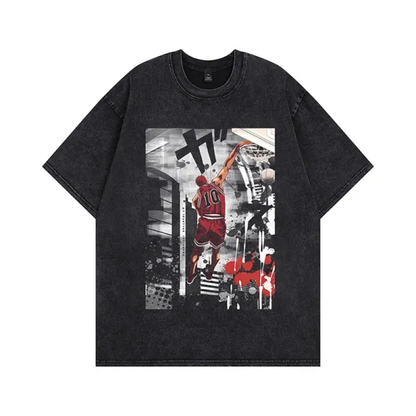 Design Graphic Print Distressed Black T-Shirt - 1