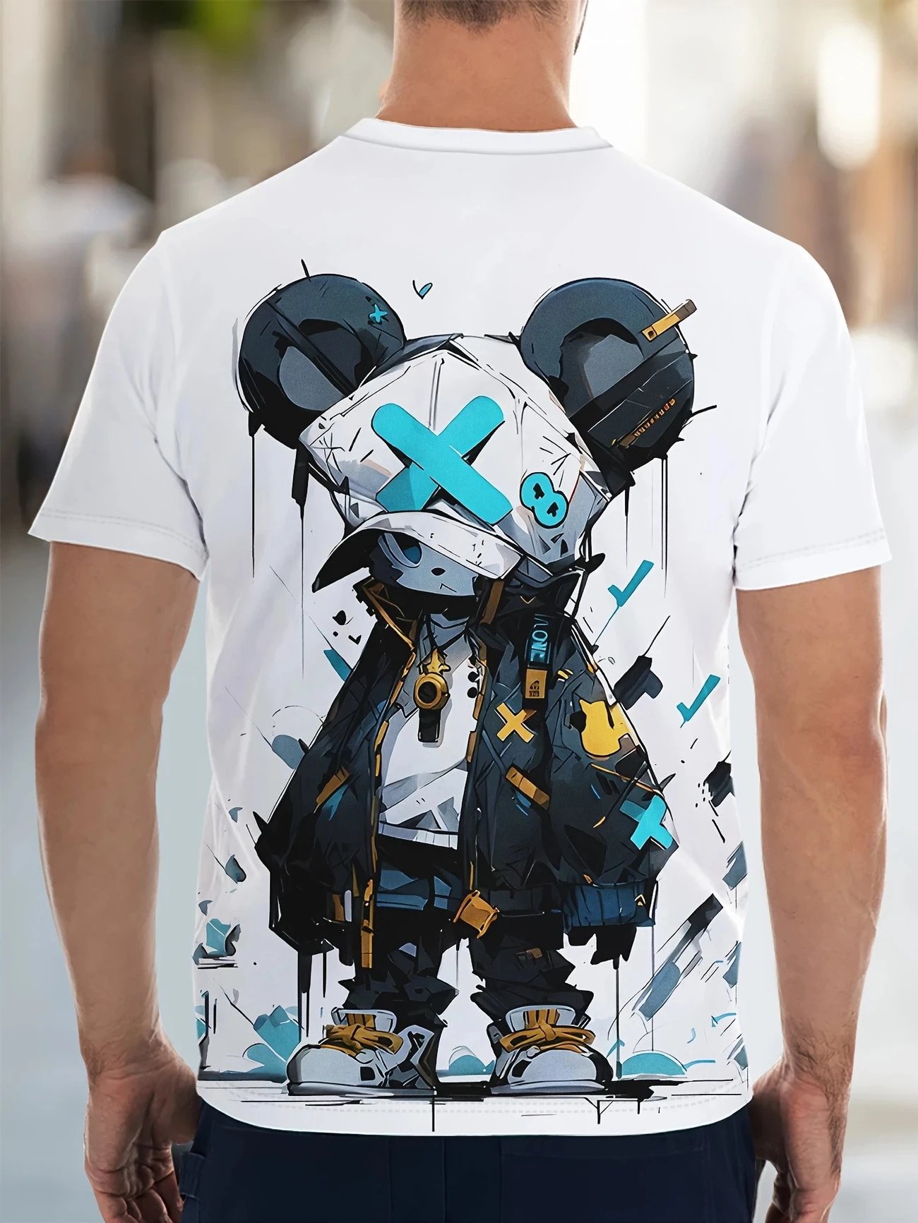 Design Popeye Comic Print Multicolor T-Shirt T-Shirts - 3