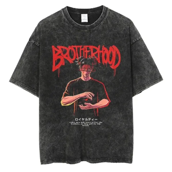 Design Brotherhood Graphic Acid Wash T-Shirt - 1