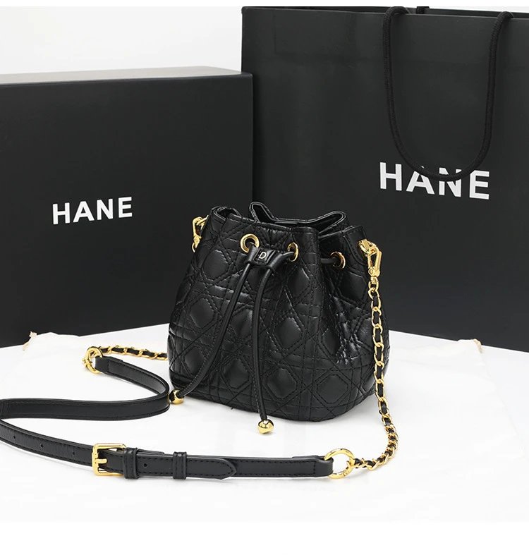 HANE Quilted Pearl-Embellished Pink Bucket Bag Handbags - 20