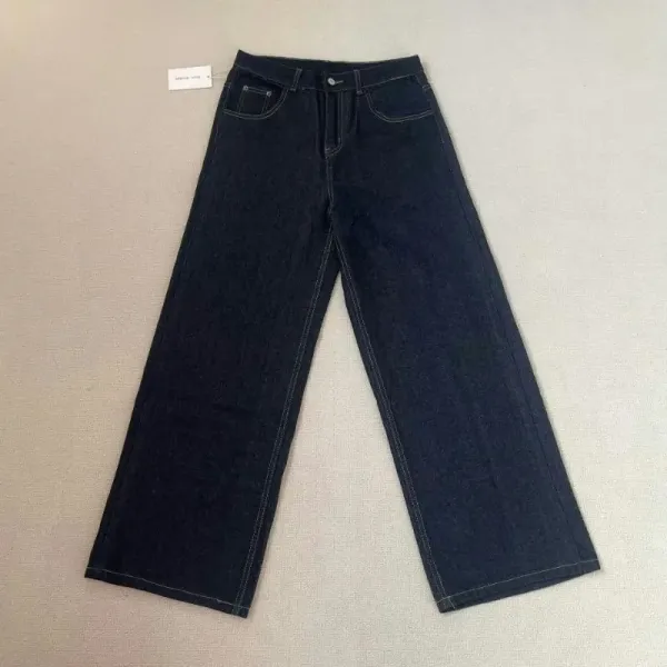 Design Wide-Leg Straight-Cut Dark Wash Jeans - 1