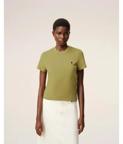 AMI Paris Classic Heart Logo Beige T-Shirt - 14
