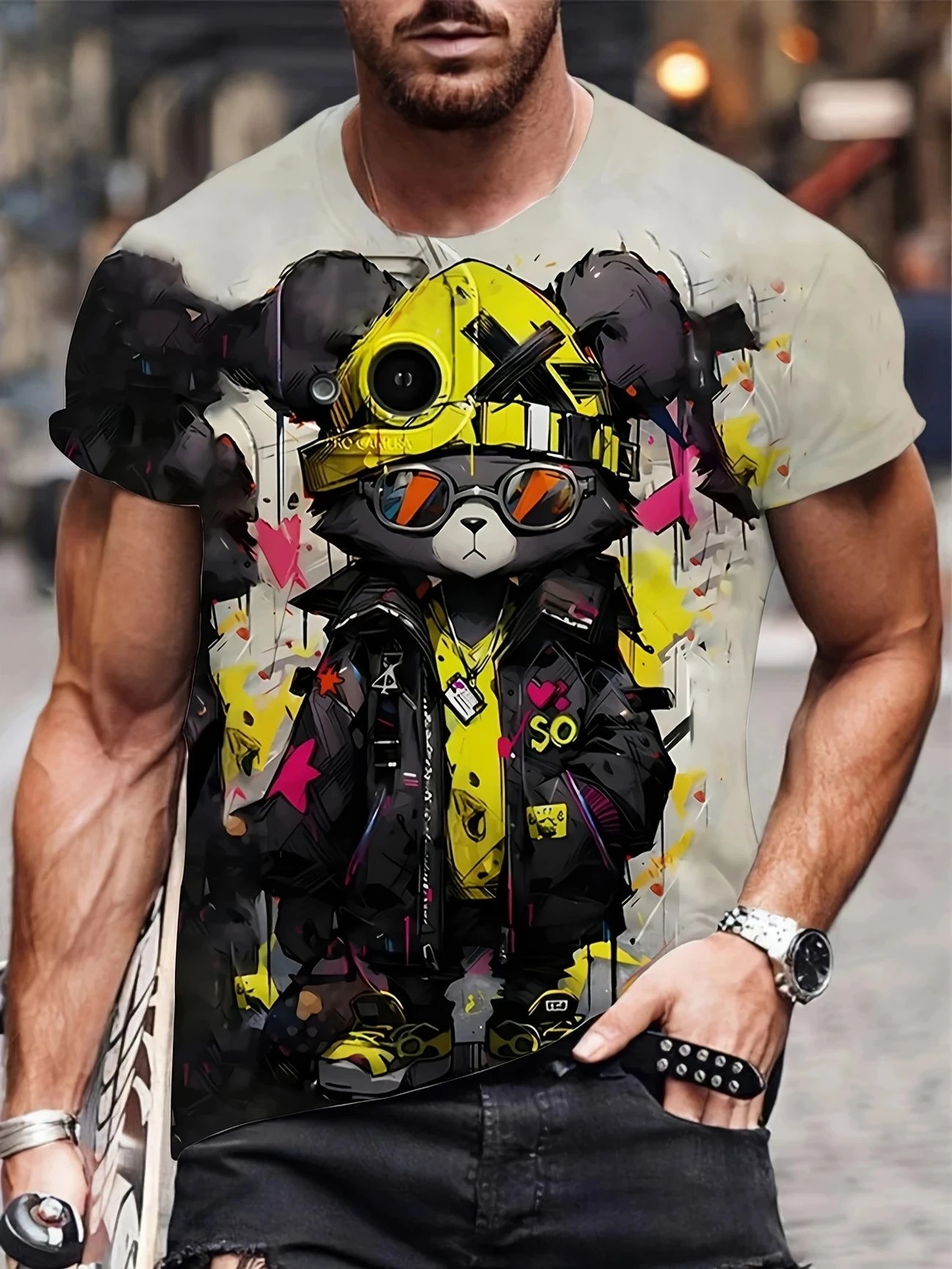 Design Popeye Comic Print Multicolor T-Shirt T-Shirts - 14
