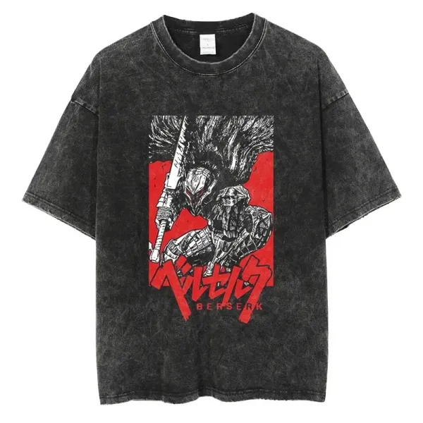 Design Berserk x Unknown Artist Acid Wash Black T-Shirt T-Shirts - 1