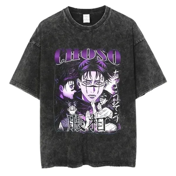 Design Choso Anime Graphic Acid Wash T-Shirt - 1