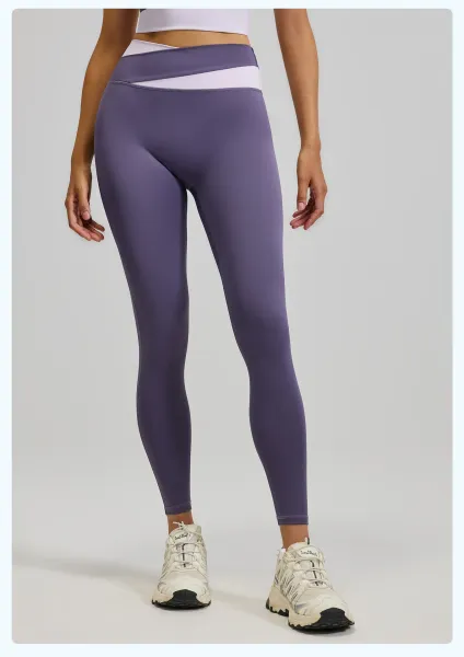 Design Wrap-Around Striped Sports Bra in Cream Purple Activewear - 23