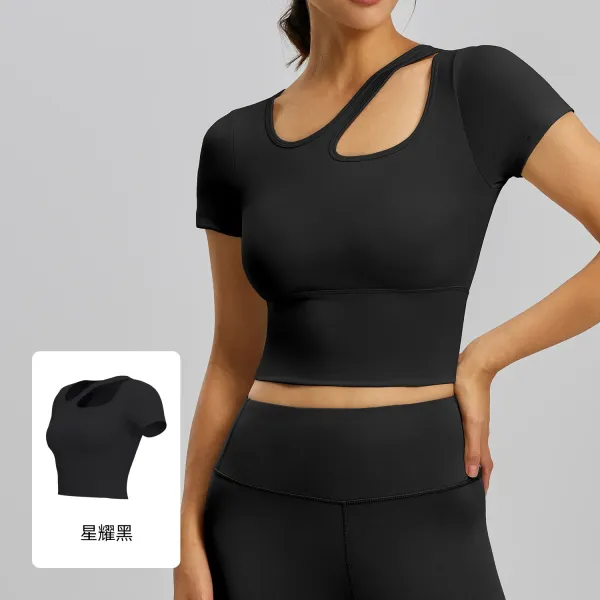 Design Cut-Out Crop Top Black Activewear - 1