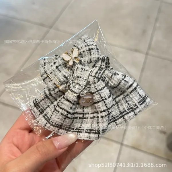 Chanel Chanel-Inspired Tweed Bow Headband in Pink with Butterfly and CC Logo Accessories - 4