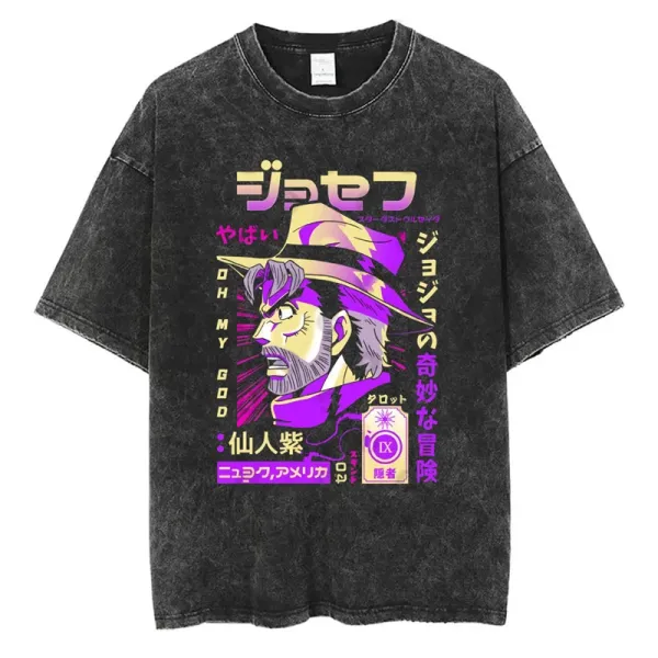 Design JoJo's Bizarre Adventure Jotaro Kujo Acid Wash T-Shirt - 1