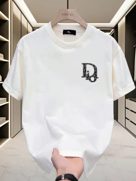 Dior CD Logo Embroidered White T-Shirt - 12