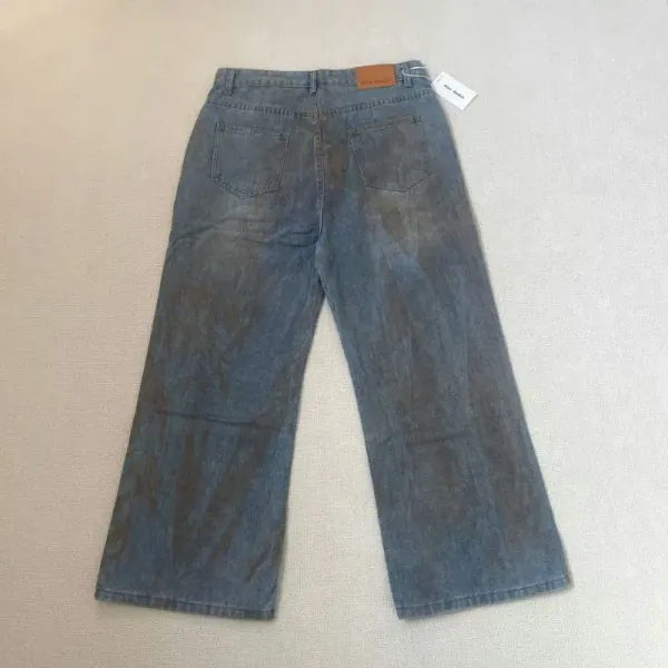 Design Distressed Graffiti-Print Wide-Leg Jeans - 15