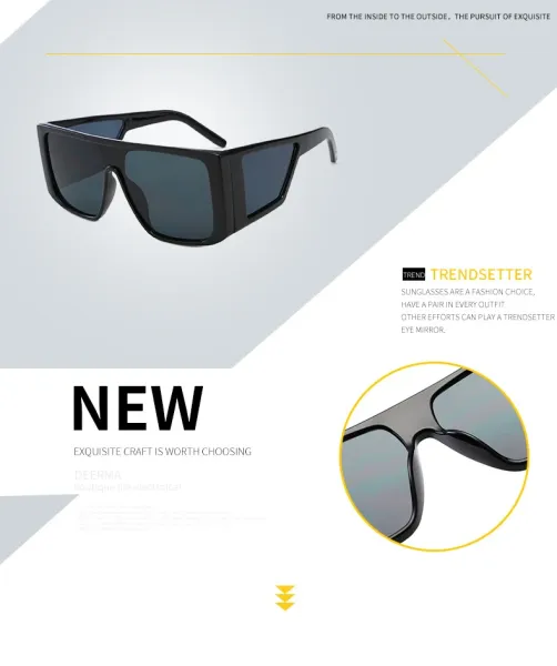 Design C3 Black / Yellow Oversized Shield Sunglasses Eyewear - 3