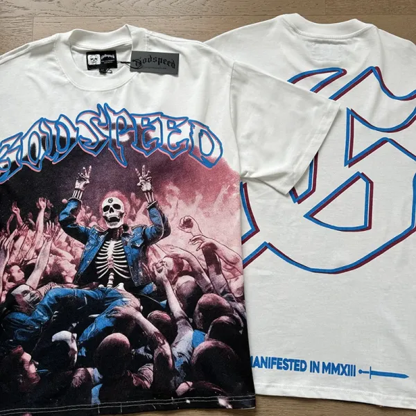 Godspeed Skull Graphic Beige T-Shirt - 14