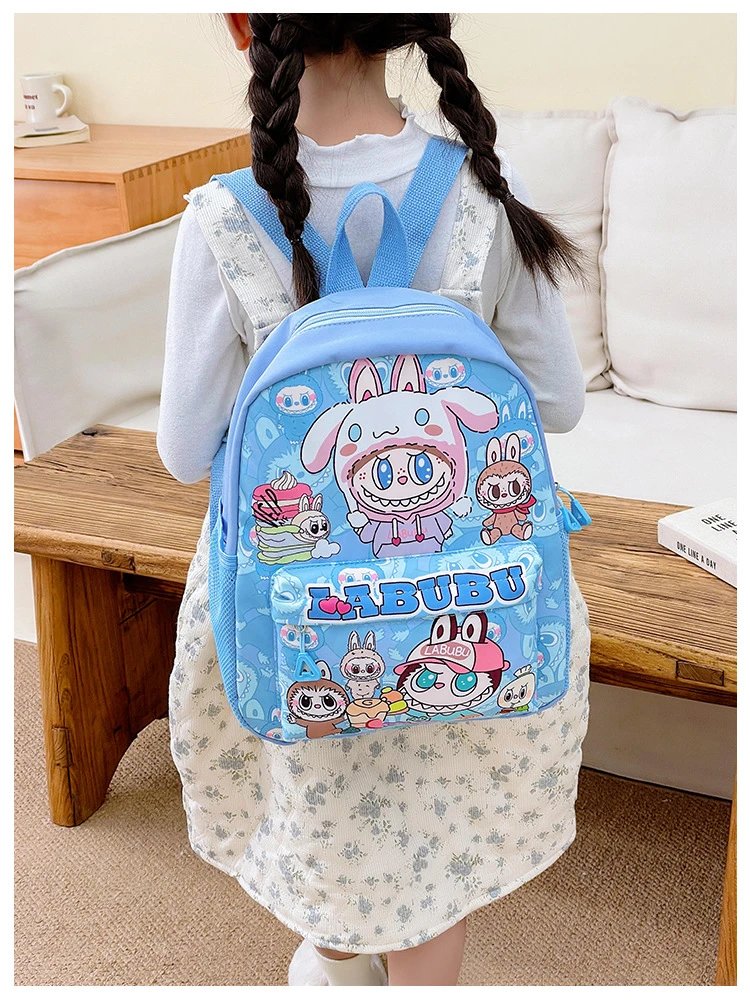 Design Labubu Pink Gingham Cartoon Print Mini Backpack - 21