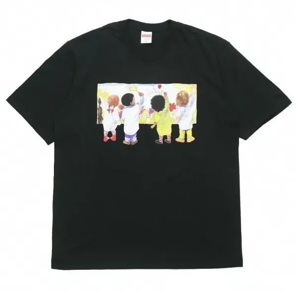 Supreme Children's Artwork Print Black T-Shirt - 1