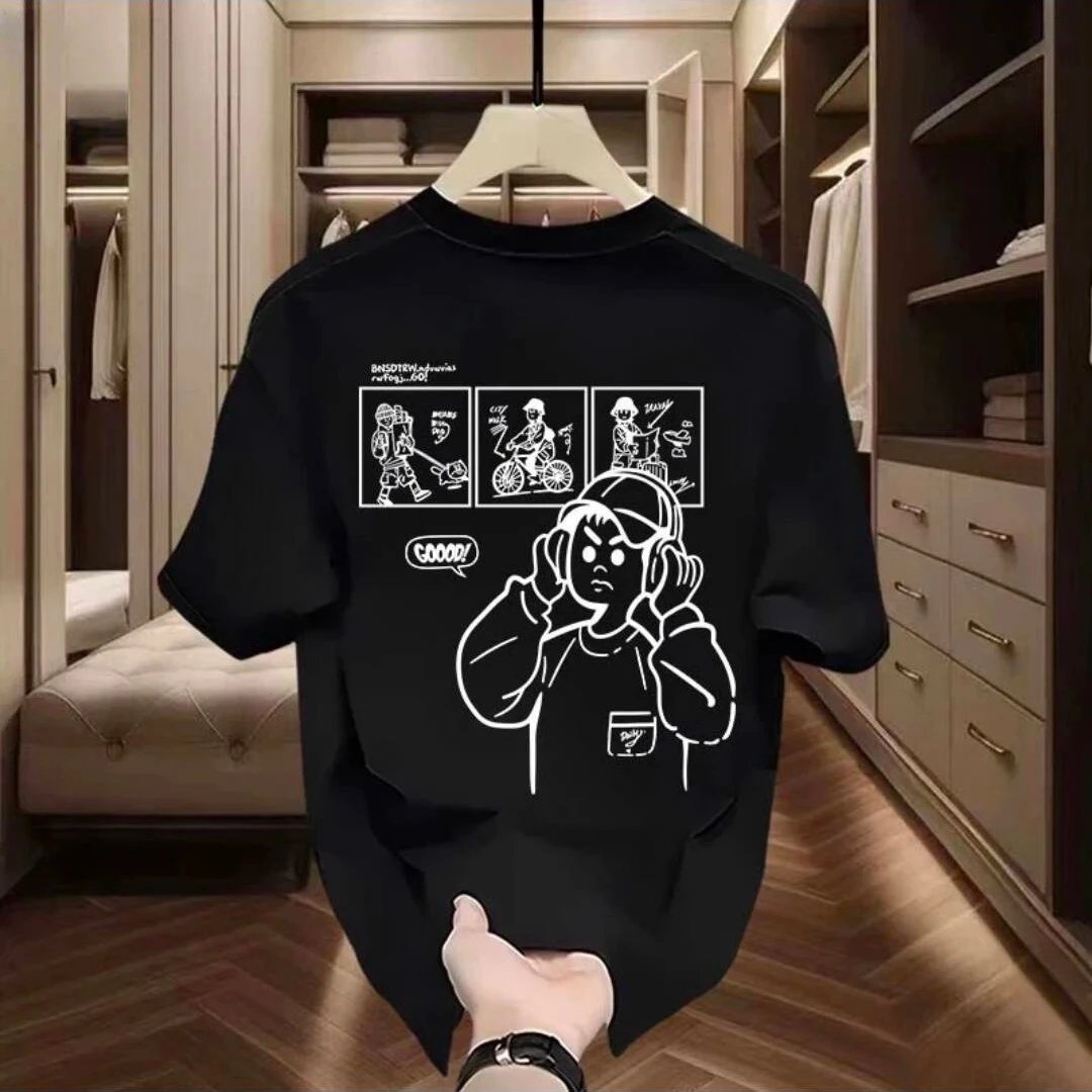 Design Graphic Print Oversized White T-Shirt - 9