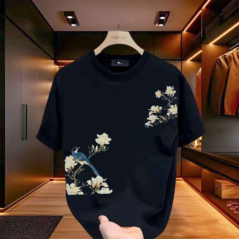Design YZEE MC Floral Embroidery Burgundy T-Shirt T-Shirts - 7