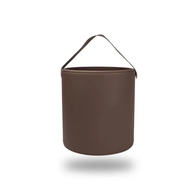 Design Bucket Bag Brown Leather-Effect Handbag - 1
